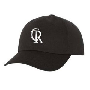 Dad Hats, Embroidered, High Fashion Styled, &#39;Prestige&#39; graphic, 100% Chino Twill Cotton, adjustable strap, black, white or blue-Unisex