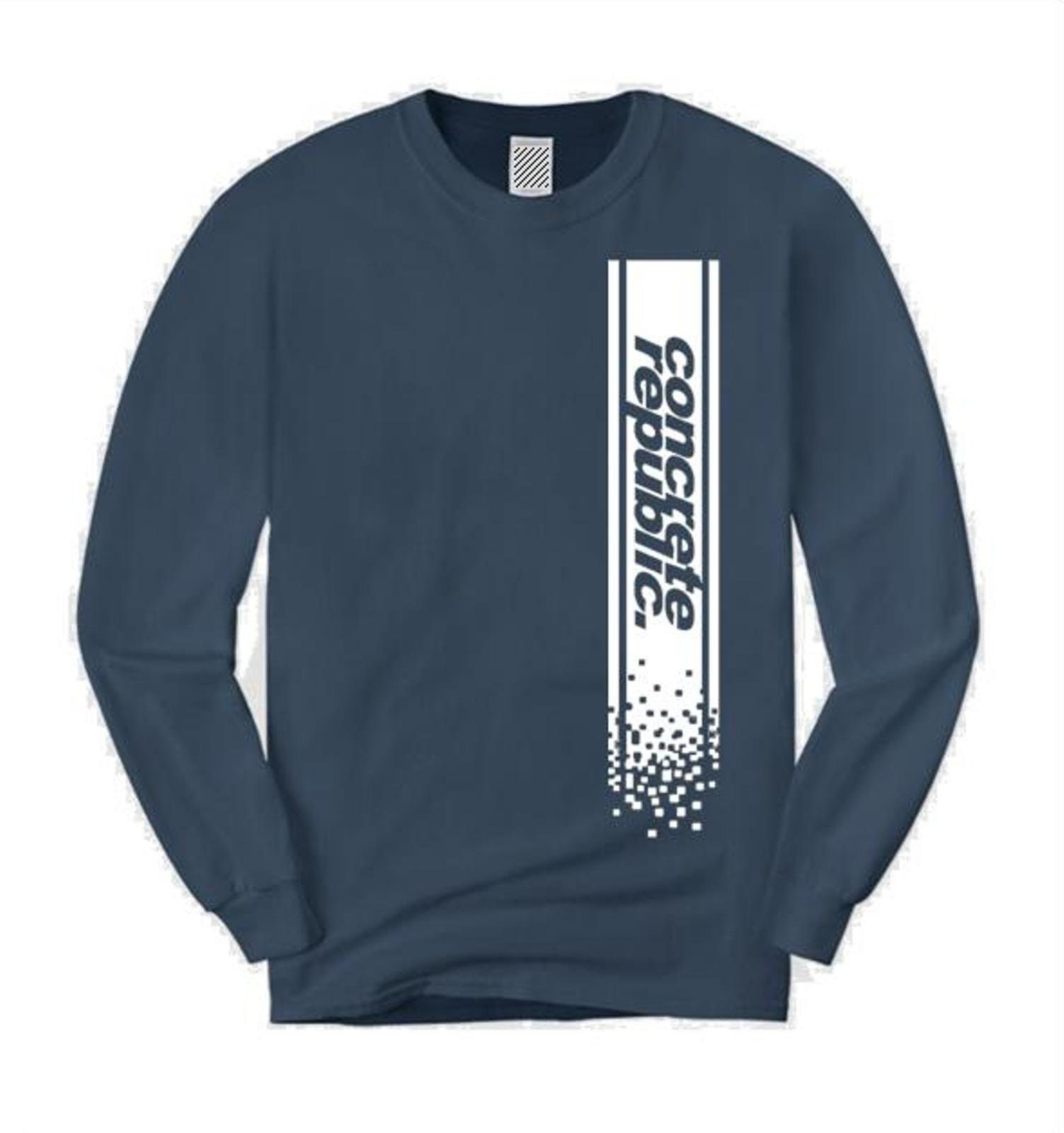Mens Long Sleeve Urban Fashion Tee 'digitech' Vertical Graphic