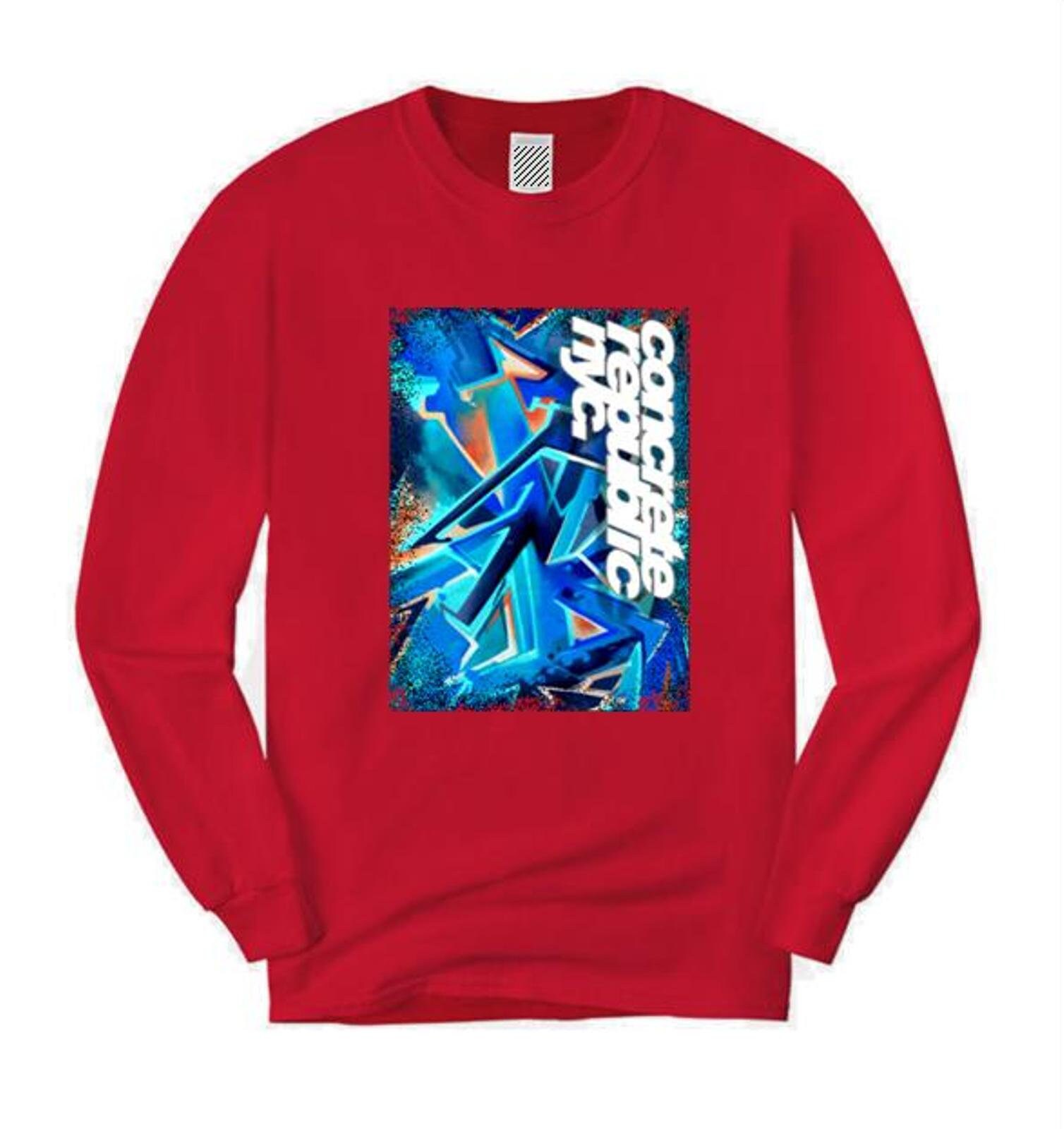 【GLIMCLAP】Graffiti-like design long T Long-sleeve A-line graffiti pattern T-shirt, black | Ulla Popken