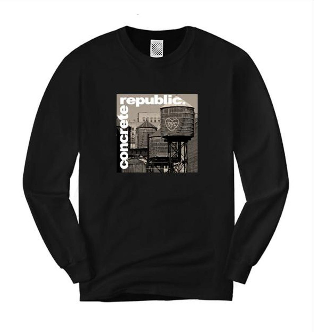 Camisetas gráficas de graffiti de la torre de agua de manga larga