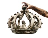 Antique Italian Crown, An Exquisite And Extremely Rare Hand Carved And Silvered Large Crown, Bed Corona Or Canopy, 18th Century