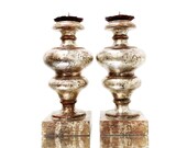 Antique Italian Urns, A Superb Pair Of Extremely Rare Hand Carved And Silvered Chateau Urns, Altar Candle Holders, 18th Century