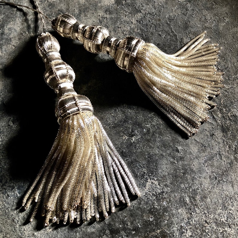 Antique Spanish Metallic Tassels Two Pairs Or Four Exquisite Etsy