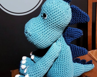 Danny the Dino crochet pattern! Amigurumi dino design. PDF pattern tutorial. Crochet dinosaur pattern