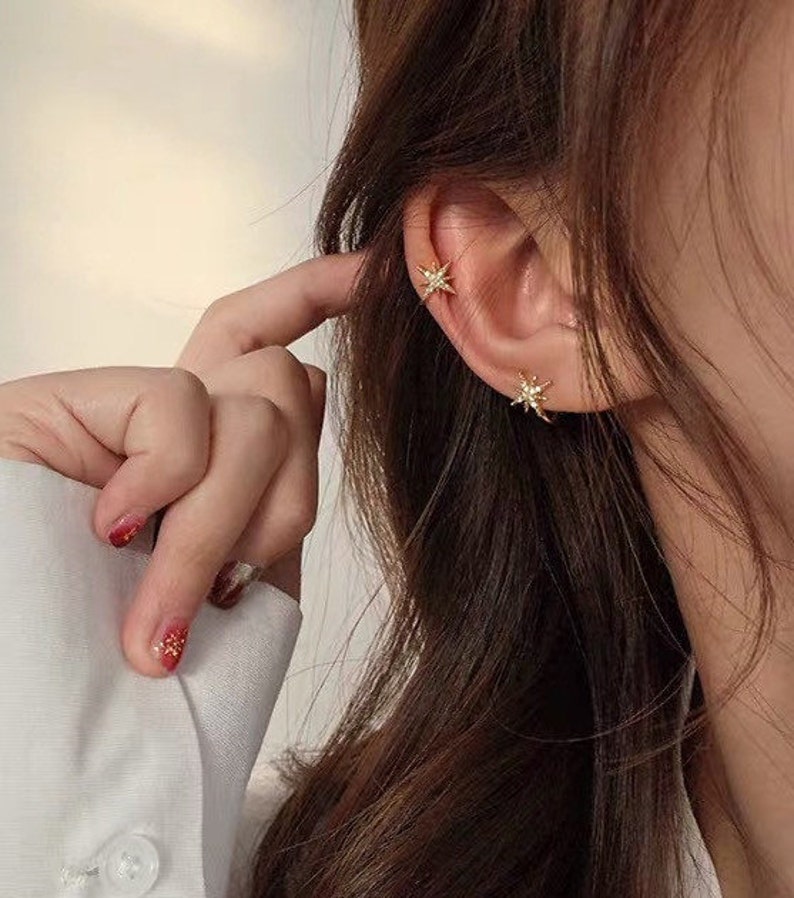 Star Ear Cuff Ear Cuff No Piercing Starburst Ear Cuff Etsy