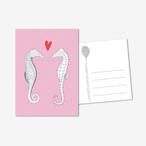 Partei Tier Seepferdchen Karte / Postkarte, Liebe, Kuss, Hochzeit, Valentinstag, Hochzeitstag