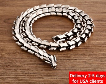 Dragon necklace stainless steel chain heavy wide