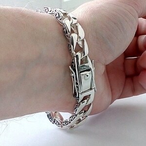 Curb bracelet solid sterling silver 925 heavy wide chain