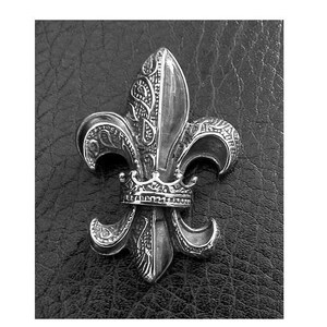 Fleur de lis pendant solid 925 sterling silver crown royal lily