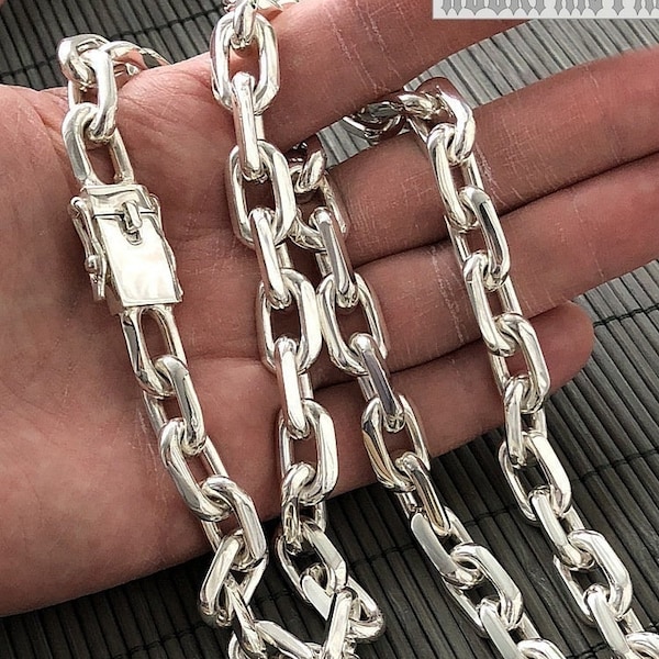 188 gr. 26 inches Anchor solid 925 sterling silver necklace chain mens heavy wide huge box clasp