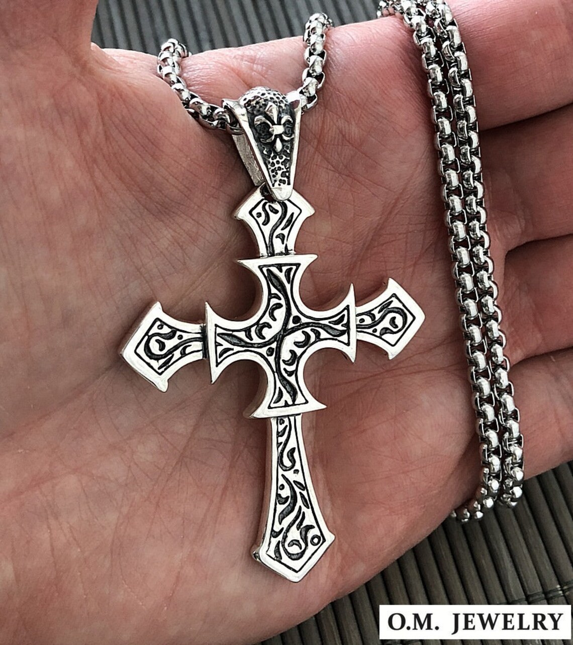 Big heavy cross mens biker solid 925 sterling silver pendant Etsy