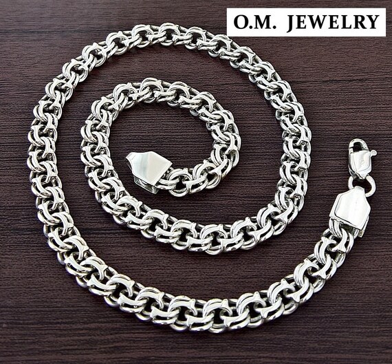 Byzantine cube anchor solid 925 sterling silver necklace chain mens heavy woven gift