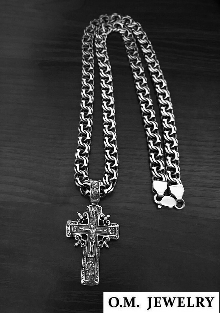 Christian Cross Russian Heavy 925 Sterling Silver Greek - Etsy