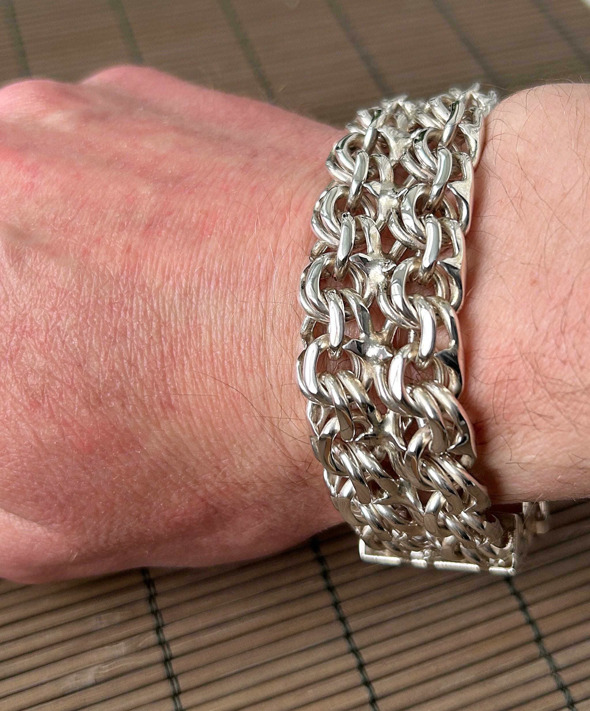 Garibaldi Bismark Link Bracelet Double Chain Mens Bracelet Sterling Silver Garibaldi Bismark Heavy