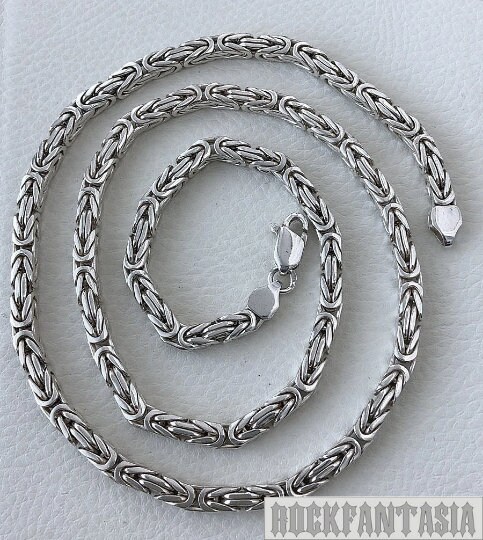 Byzantine Foxtail Necklace Solid 925 Sterling Silver Chain Mens