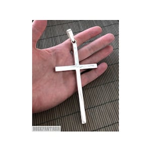 Mens cross solid 925 sterling silver pendant big heavy