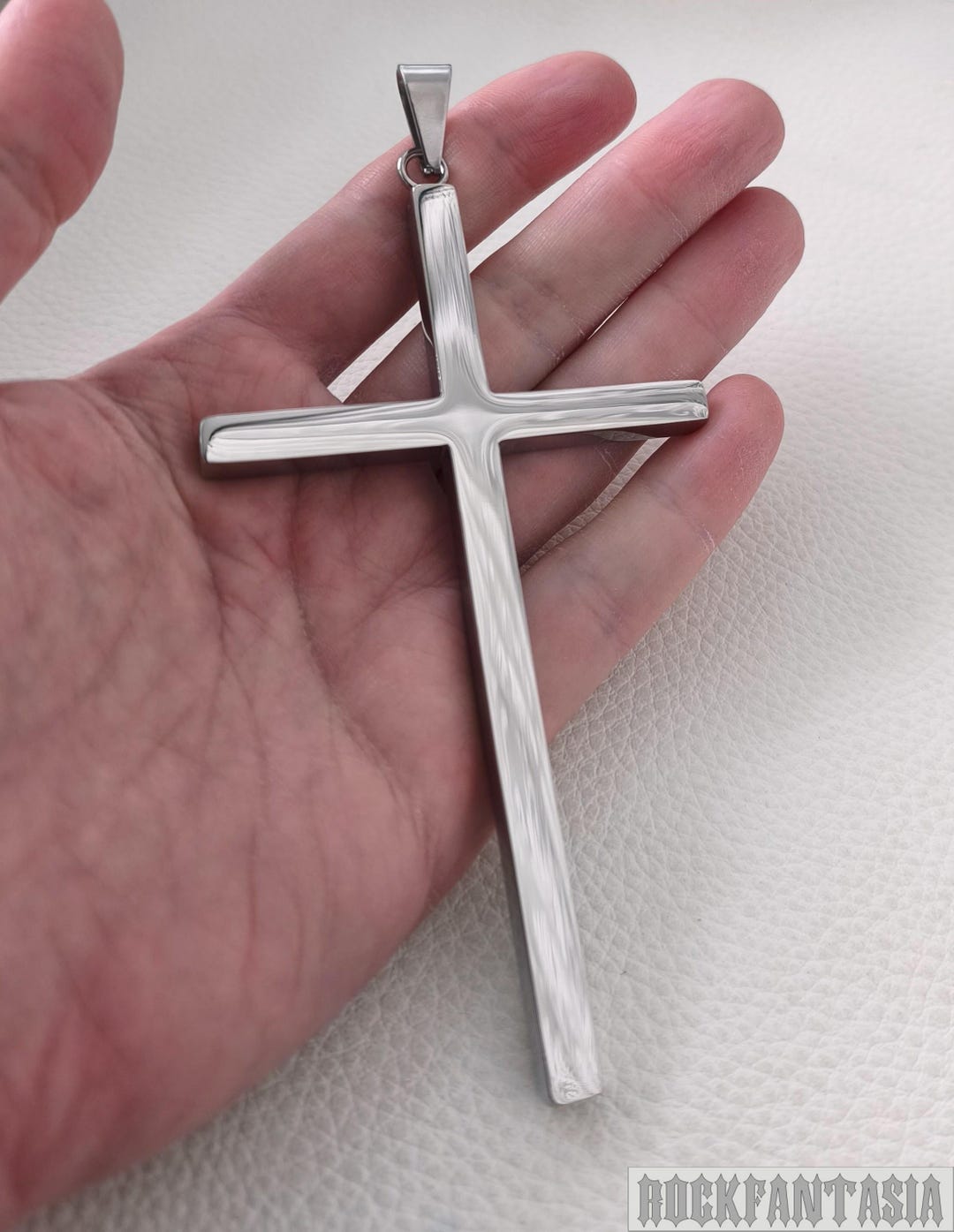 Mens Cross Pendant Big Heavy Stainless Steel Silver Color - Etsy