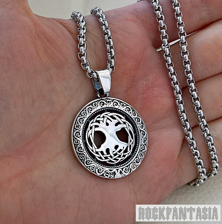 Celtic Tree of Life Solid 925 Sterling Silver Pendant Necklace Chain ...