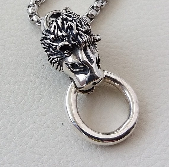 Lion Head Pendant 925 Sterling Silver Men Skull Heavy Big Animal Gift