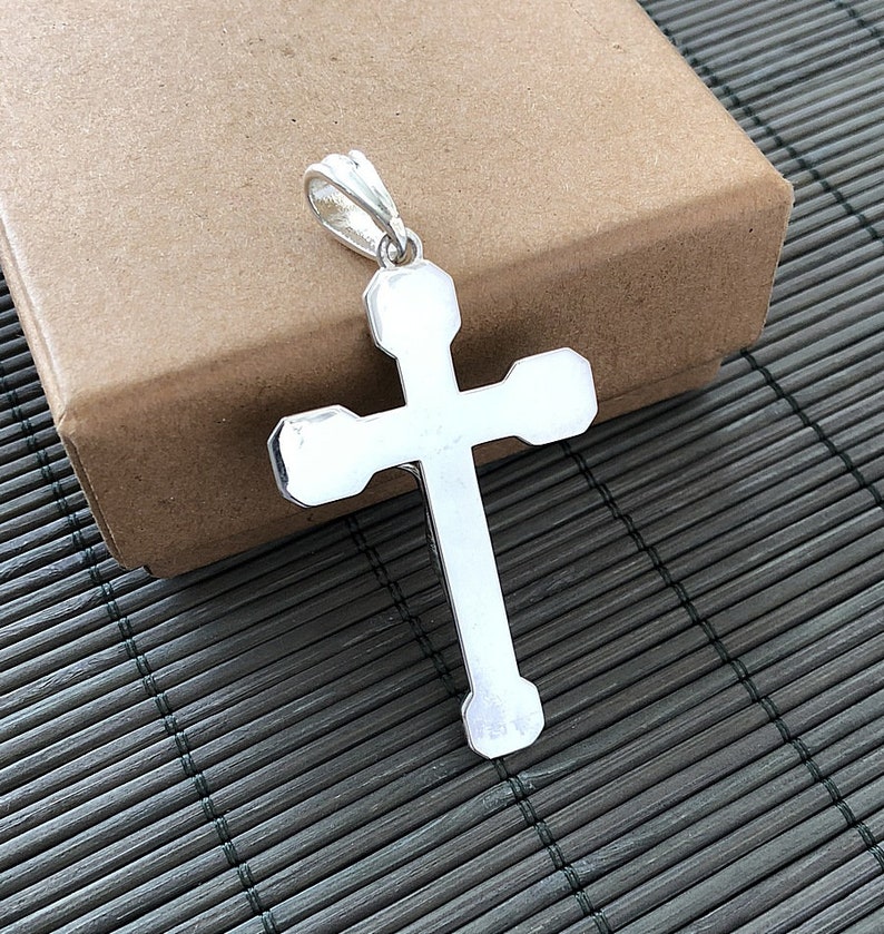 Christian Crucifix Jesus Cross Pendant Solid 925 Sterling Silver Mens ...