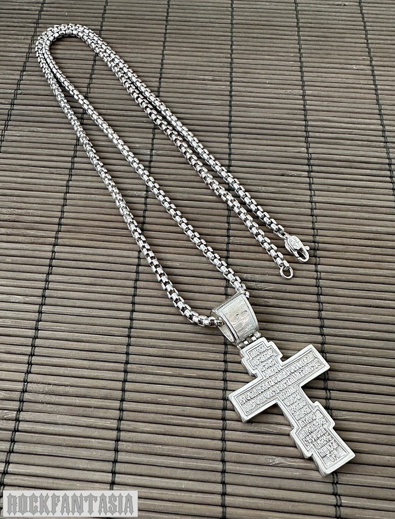 Ciondolo a forma di croce ortodossa in argento 925 fatto a mano: Gesù