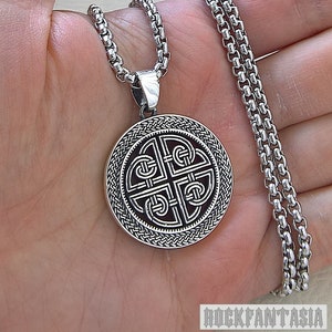 Collana con ciondolo in argento sterling massiccio 925 con nodo celtico, pesante, da uomo, con ciondolo, amuleto, regalo