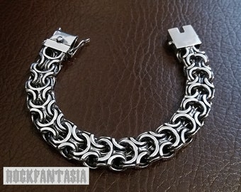 Kardinal bracelet chain 925 sterling silver man mens woven byzantine wide handmade