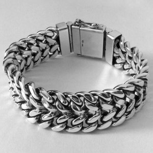 Curb Mens Bracelet Chain Sterling Silver Woven Byzantine Heavy - Etsy