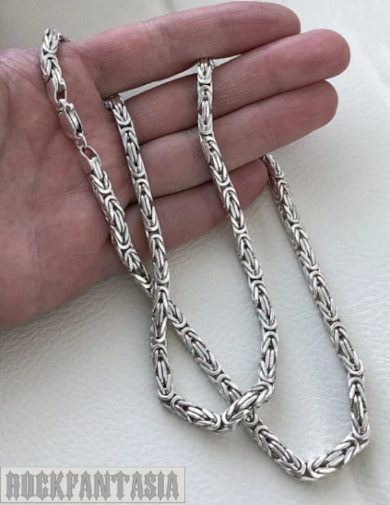 Byzantine Foxtail Necklace Solid 925 Sterling Silver Chain Mens