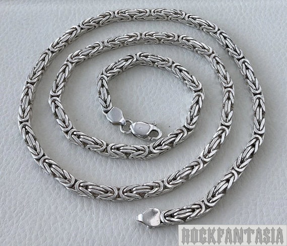 Byzantine Foxtail Necklace Solid 925 Sterling Silver Chain Mens