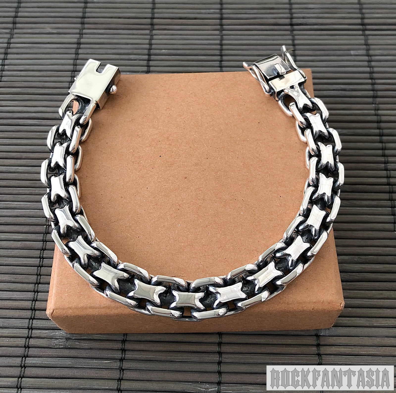 Bracelet Anchor Double Chain Heavy Mens 925 Solid Sterling Silver 