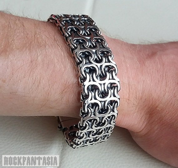 アクセサリー Vintage Byzantine chain bracelet 925 Sterling Silver Byzantine Chain Bracelet Spring Ring