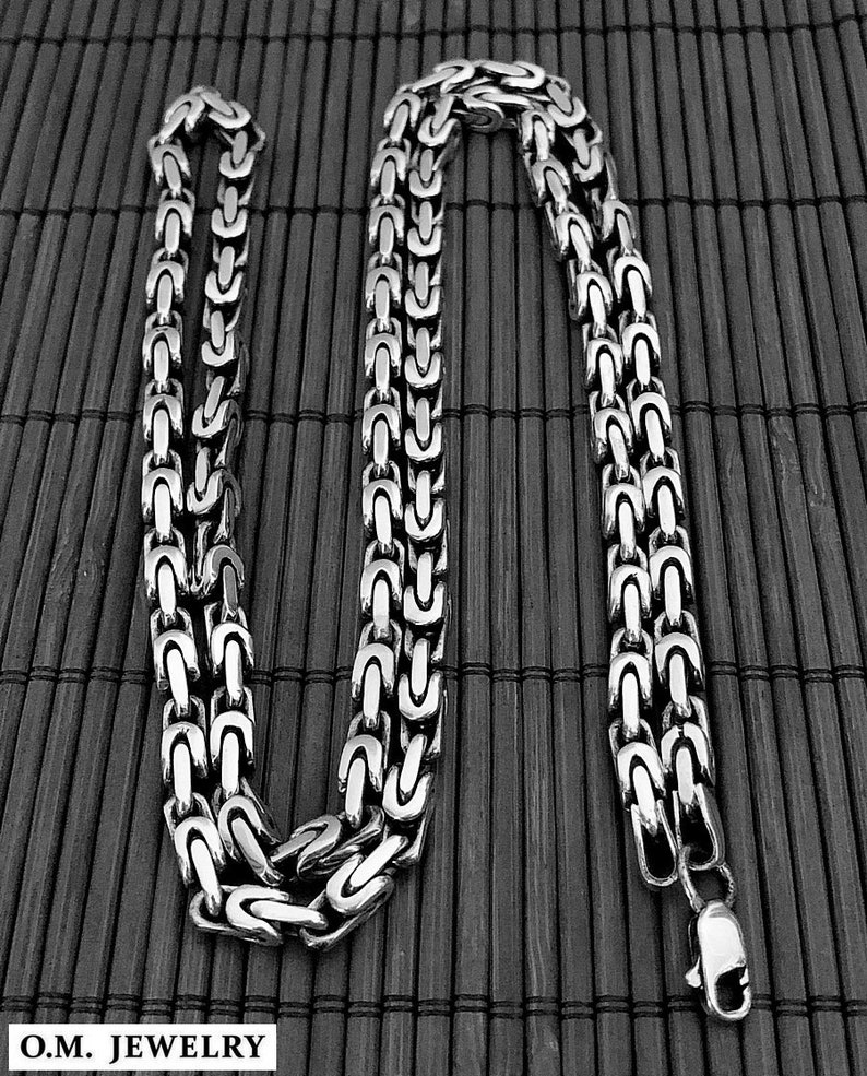 Byzantine cube anchor solid 925 sterling silver necklace chain mens heavy woven gift