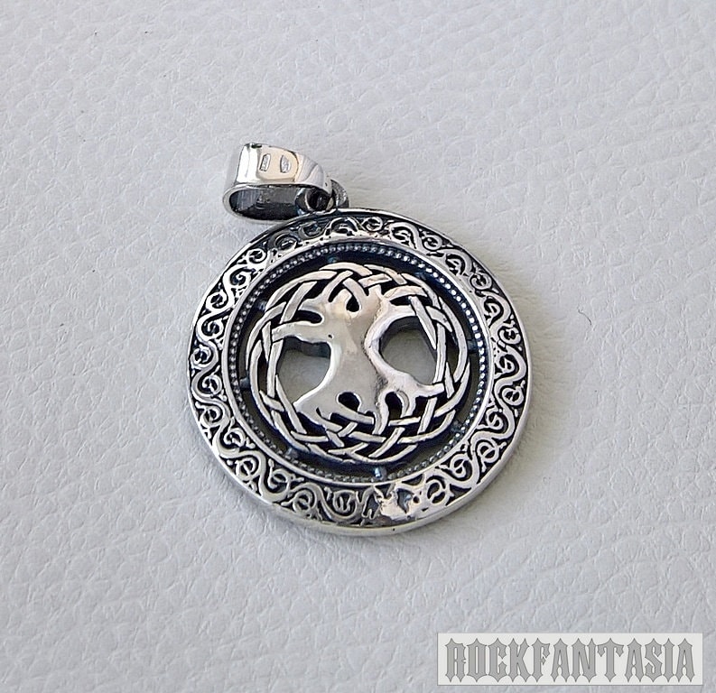 Celtic Tree of Life Solid 925 Sterling Silver Pendant Necklace Chain ...