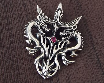 Dragon heart guardian solid 925 sterling silver pendant mens chain necklace