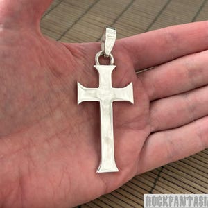 Mens cross solid 925 sterling silver pendant big heavy