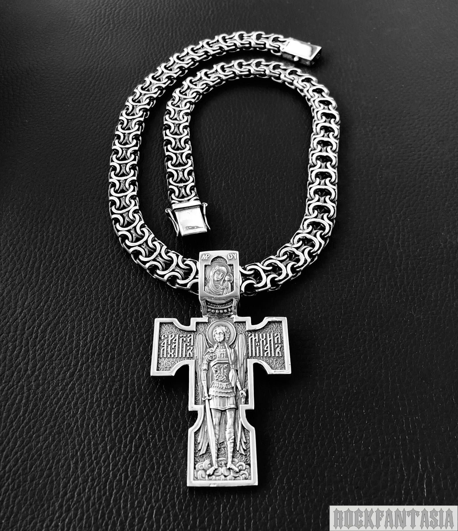 Heavy Big Cross Necklace 925 Sterling Silver Greek Orthodox Jesus