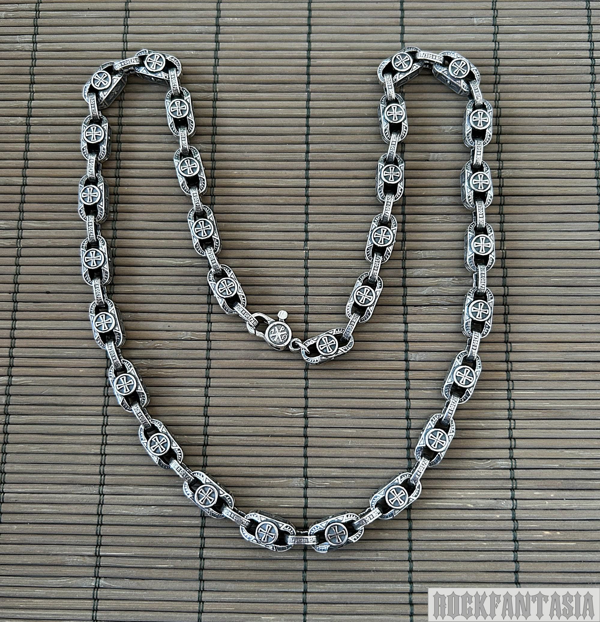 Heavy Wide Cross Chain Necklace Mens 925 Sterling Silver Mens Lobster ...