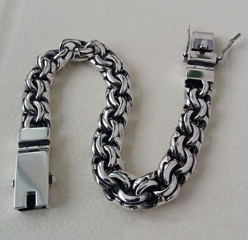 Garibaldi Men's 925 Sterling Silver Bracelet Biker Rocker Etsy