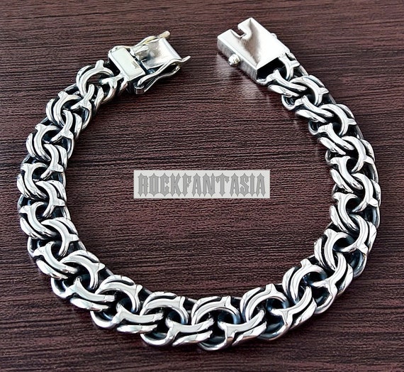 編み込みビザンチンソリッド925スターリングシルバーブレスレット 