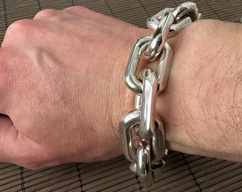 Anchor heavy wide solid 925 sterling silver bracelet chain mens huge lobster clasp gift
