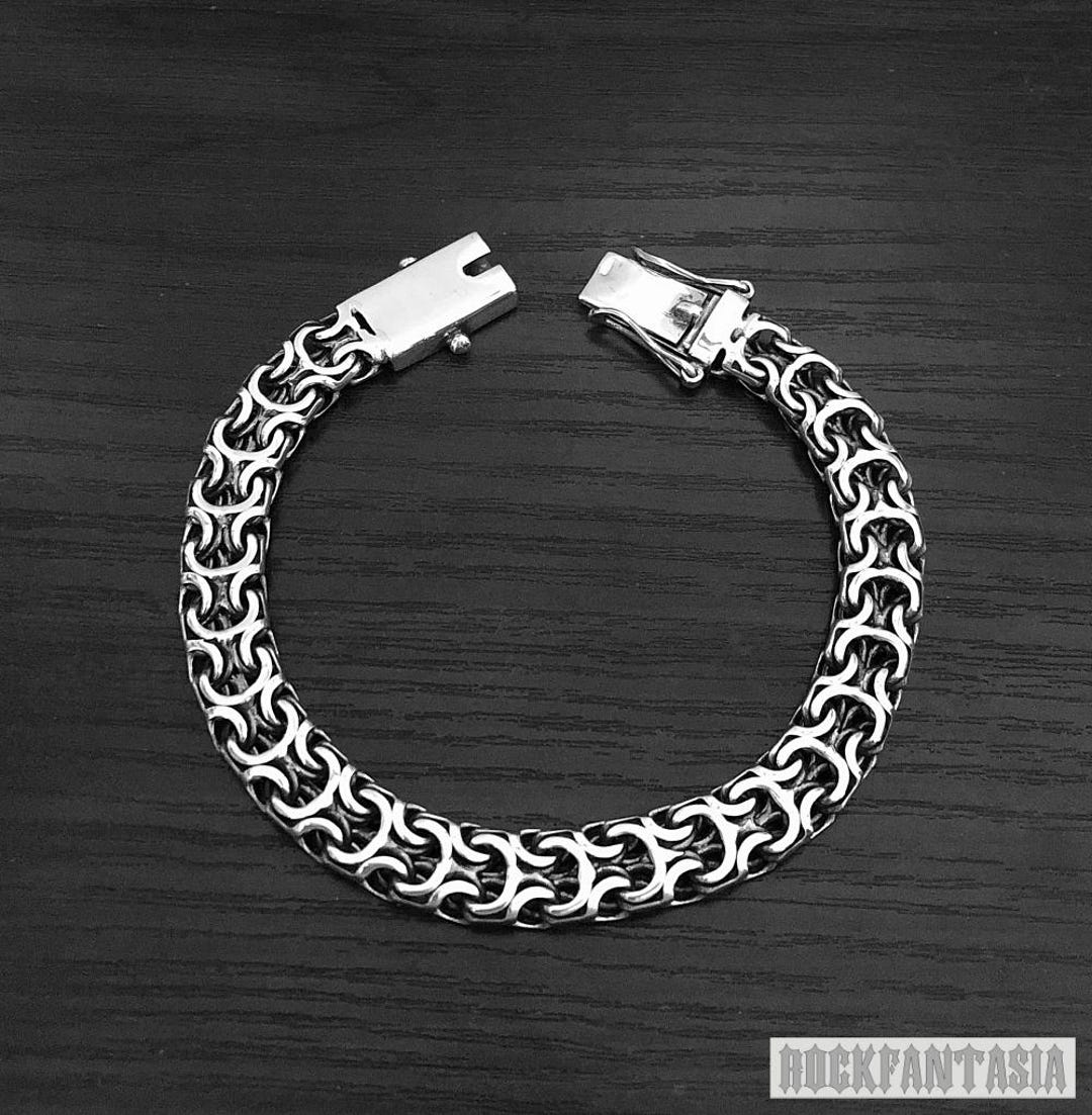 Byzantine Mens Bracelet Chain Solid 925 Sterling Silver Woven Kardinal 