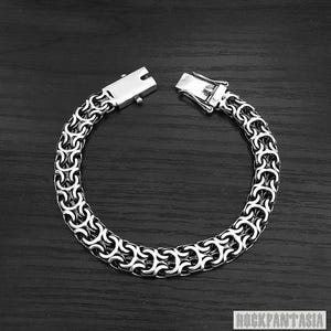 Byzantine mens bracelet chain solid 925 sterling silver woven kardinal ramzes