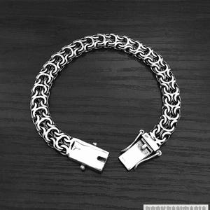 Byzantine Mens Bracelet Chain Solid 925 Sterling Silver Woven Kardinal 