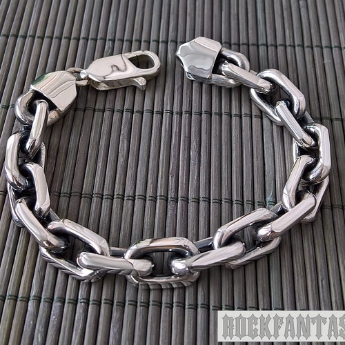 Anchor Heavy Wide Solid 925 Sterling Silver Bracelet Chain Mens