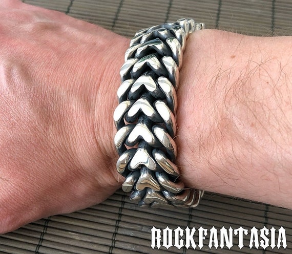 Huge Massive Double Curb Mens Bracelet Chain Sterling Silver Woven