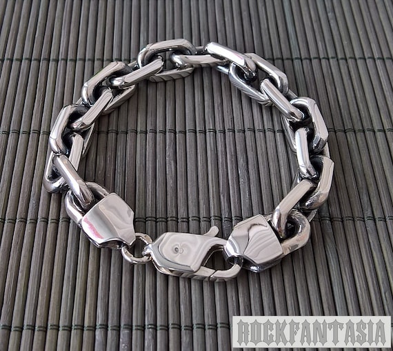 Anchor Heavy Wide Solid 925 Sterling Silver Bracelet Chain Mens