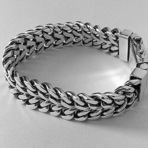 Curb Mens Bracelet Chain Sterling Silver Woven Byzantine Heavy - Etsy