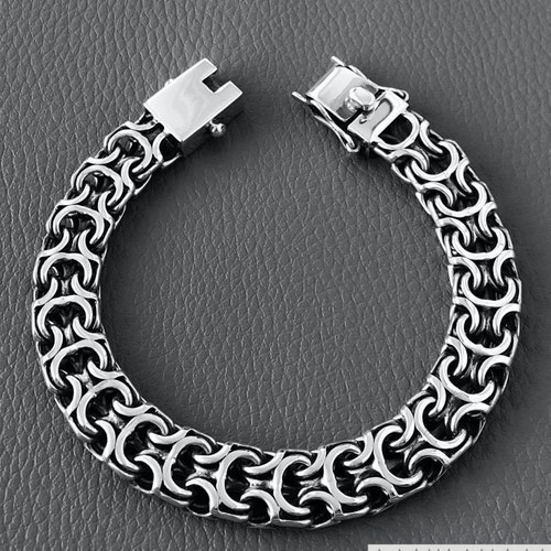 Fleur De Lis Bracelet Mens Curb 925 Sterling Silver Chain