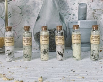 Botanical Salts set [ Apothecary set ] Pagan altar / Botanical-Herbal-Witchcraft-Witch-witch kit-Altar kit-witchcraft kit-witch decor-wiccan